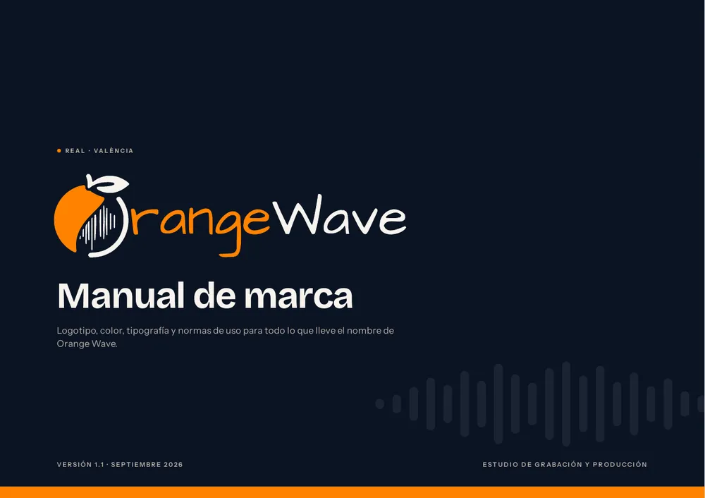 Portada del manual de marca de Orange Wave